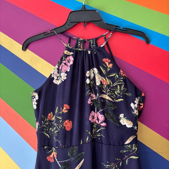 Parker Navy Floral Halter Maxi Dress | Size S - Picture 3 of 6
